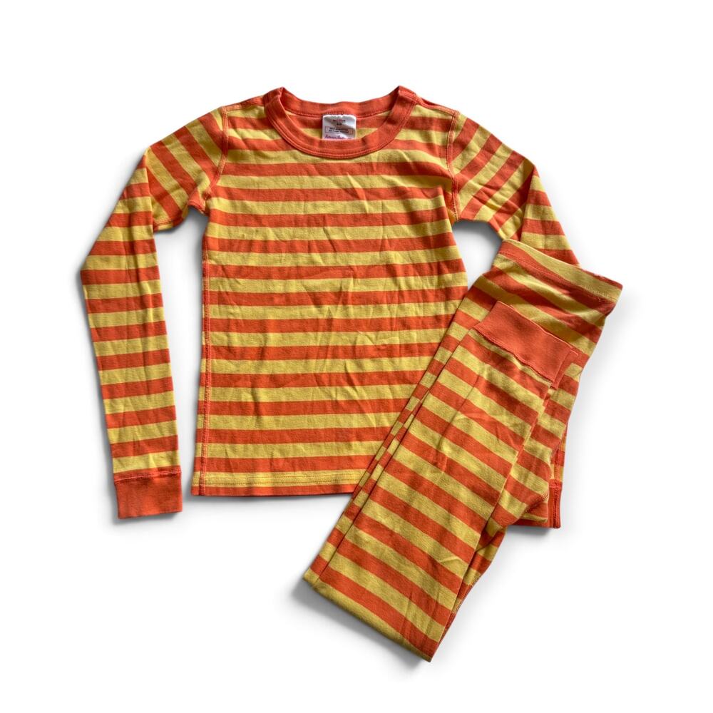 Hanna Andersson organic orange & yellow stripe pajamas